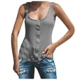 thumbnail image 1 of Timegard Camisoles Grande Taille pour Femmes Col Rond à Boutons Sans Manches Hauts Décontractés T-Shirt en Tricot Uni, 1 of 5
