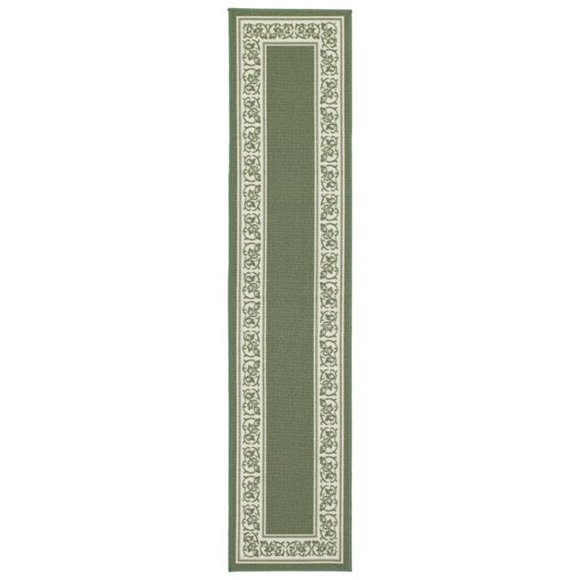 Madison Industries FLO-20X90-GN 20 x 90 in. Floral Border Extra Long Rectangle Runner Rug - Green