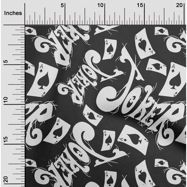oneOone Rayon Dark Gray Fabric Joker & Poker Text Craft Projects Decor Fabric Printed By The Yard 56 Inch Wide