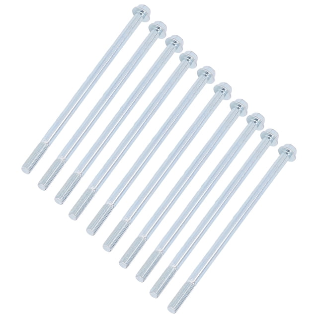 10 Pcs Lengthened Half Thread Screws Hex Half Tooth Screw Carbon Steel Half Threaded For Gasoline Generator Gasoline Pump