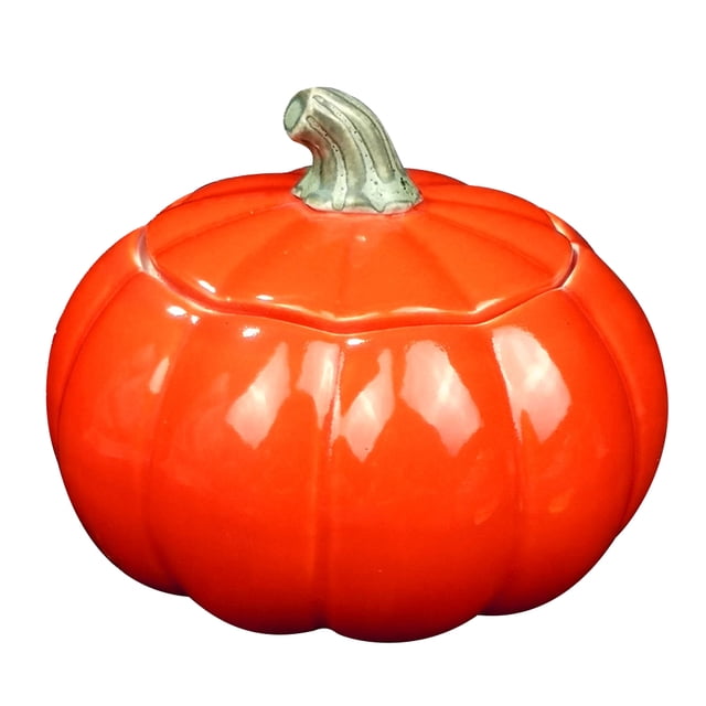 Boîte de Thé en Forme de Mini Citrouille Colorée, Contenant de Rangement en Céramique, Contenant Scellé, Pot à Café et à Sucre, Cadeau pour Restaurant et Maison - Taille P (Rouge)