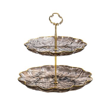 Btomtd Fruit Plates Living Room Coffee Table Household Transparent Candy Dessert Rack Party Wedding Front Desktop Placed Snack Dessert Tray Tiers Dessert Stand, Black