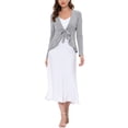 thumbnail image 2 of INSPIRE CHIC Women's Dressy Cardigan Sweaters Tie Front Draped Ruffle Knit Cardigans XL Light Gray, 2 of 7