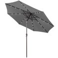 thumbnail image 1 of Gymax Parasol Solaire de Marché 10 Pi à DEL en Acier Inclinable avec Manivelle pour Patio Gris, 1 of 6