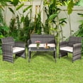 thumbnail image 3 of Gymax 4PCS Patio Outdoor Rattan Furniture Set w/ Cushioned Chair Loveseat Table, 3 of 10