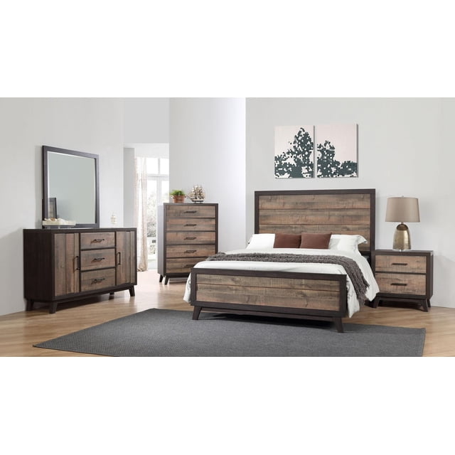 K-Living Preston Mirror in Dark Ebony and Rustic Mahogany Frame