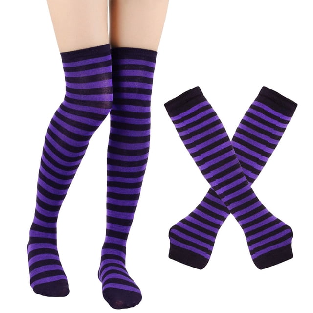 Bas Rayés pour Femmes Gants Hauts Chaussettes Chaussettes d'Halloween Chaussettes