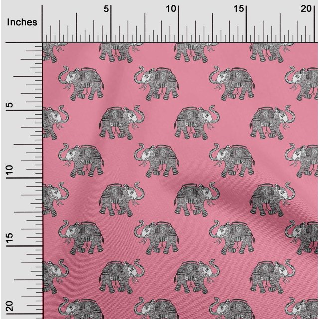 oneOone Cotton Flex Fabric Elephant Block Decor Fabric Printed BTY 40 Inch Wide