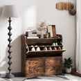 thumbnail image 2 of HOMCOM Narrow Shoe Cabinet 2 Flip Drawer Shoe Storage Cabinet, Rustic Brown, 2 of 10