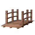 thumbnail image 1 of Costway 5' Wooden Bridge Stained Finish Decorative Solid Wood Garden Pond Arch Walkway, 1 of 10