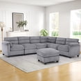 thumbnail image 3 of Bonzy Home Convertible Sectional Sofa Couch for Living Room With Ottoman Grey, 3 of 7