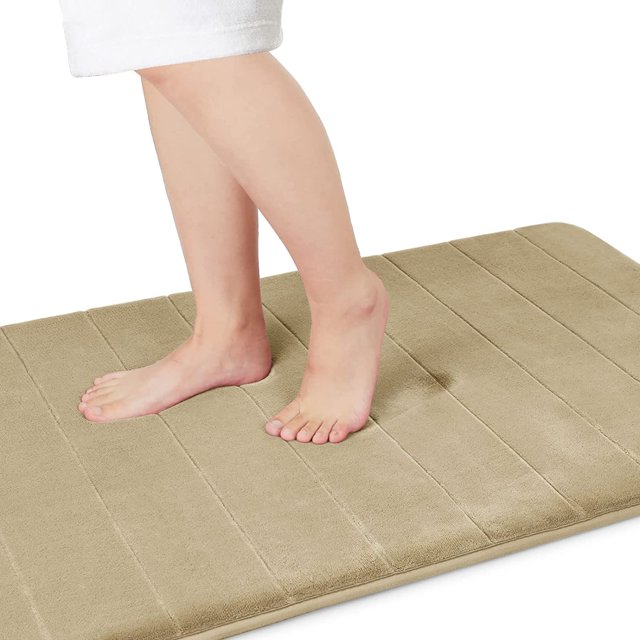 ORUYROP Memory Foam Bath Mat Large Size, Soft and Comfortable, Super Water Absorbent, Non-Slip, Thick, Machine Washable (36 x 24 Inch, Camel)