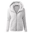 thumbnail image 2 of Innerwin Cardigans à Manches Longues pour Femmes Sweat à Capuche Automne Fermeture Éclair avant Gris Clair 2TG, 2 of 3