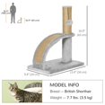 thumbnail image 2 of 17" Small Cat Tree with Jute Scratching Post, Curved Scratching Board, Dangling Ball with Bell, Grey, 2 of 6