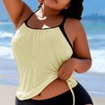 thumbnail image 5 of FAVIPT Drawstring Tankini for Women 2 Piece Tummy Control Bathing Suit Ruched Tropical Beach Comfy Swimsuts 2026 Beige,XL, 5 of 5