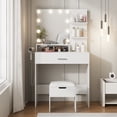 thumbnail image 2 of Vabches Makeup Vanity Table with Lighted Mirror & Power Strip, White Vanity Set with Large Storage, 3 Lighting Modes, 31.5 inch, White, 2 of 14