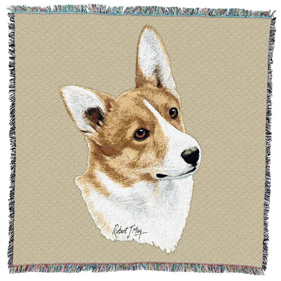 Pure Country Weavers Pembroke Welsh Corgi Lap Square Blanket by Robert May - Herding Group - Gift for Dog Lovers - Tapestry Throw Woven from Cotton - Made in The USA (54x54)