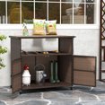 thumbnail image 4 of Gymax Armoire de Rangement Extérieure avec Dessus en Bois d'Acacia Buffet à 2 Portes Bahut, 4 of 10