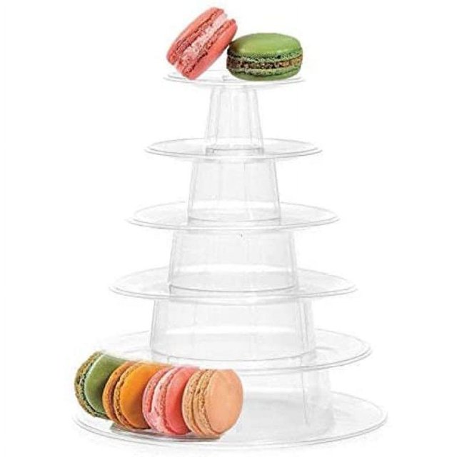 6 Tiers Round Macaron Tower Cake Stand, Plastic Tiered Cupcake Dessert Display Rack Display