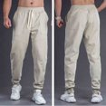 thumbnail image 1 of Ceisia Men Solid Color Loose Casual Pants Elastic Waist Drawstring Sports Gift Work Trousers, 1 of 9