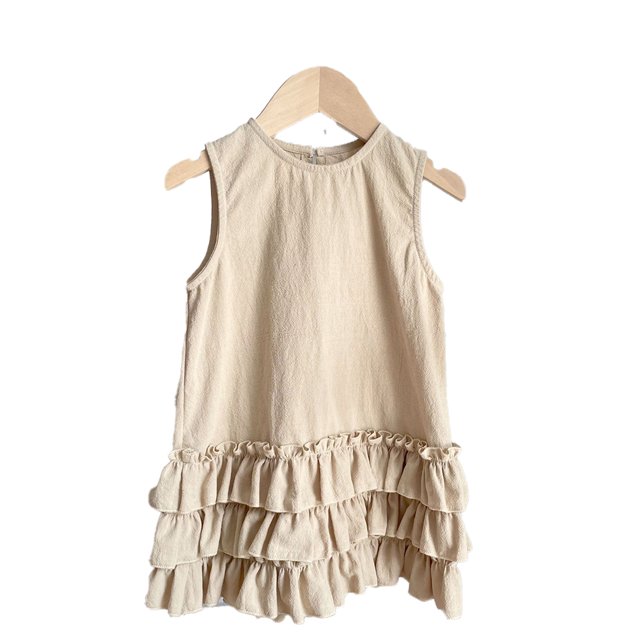 Qudderr Robes d'Été pour Bébés Filles Robe Décontractée à Volants Robe en Coton Lin pour Tout-Petits 6 Mois - 6 Ans