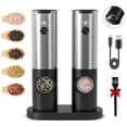 thumbnail image 1 of Rechargeable Electric Salt and Pepper Grinder Set with Double Charging Base, USB Cable, Automatic Salt Pepper Grinder, 1 of 7