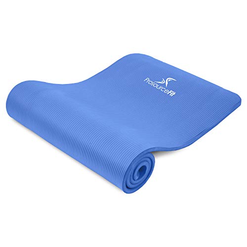 ProsourceFit Extra Thick Yoga and Pilates Mat 1"" (25mm), 71-inch Long High Density Exercise Mat with Comfort Foam and Carrying Strap - Blue (ps-1998-etm-blue)