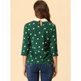 thumbnail image 4 of INSPIRE CHIC Chemisier pour Femme à Col Peter Pan Contrastant Manches 3/4 Blouse Chemises S Vert Foncé, 4 of 5