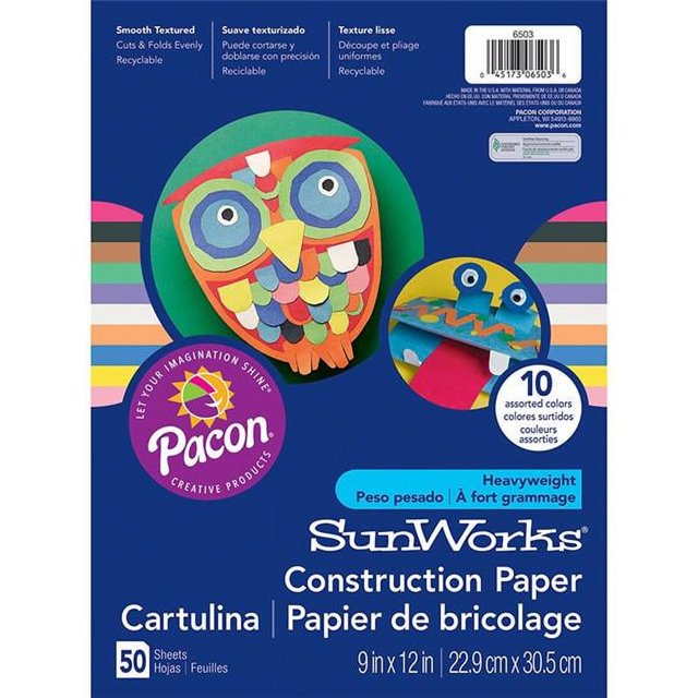 Pacon PAC6503-10 Papier de Construction 9 x 12 Po, Assorti - Lot de 10