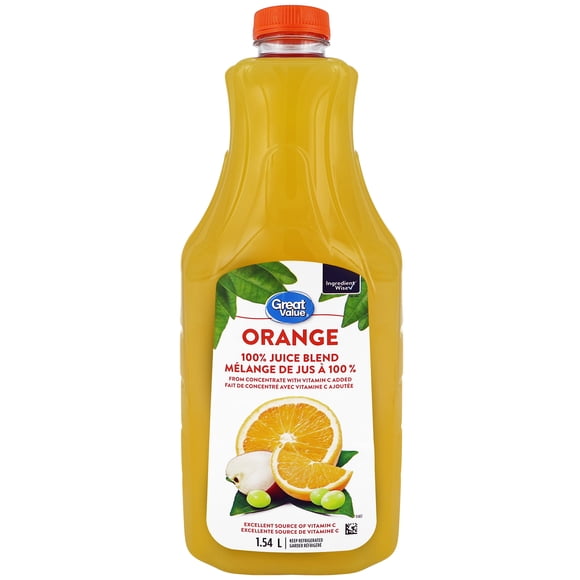 Great Value Orange 100% Juice Blend from Concentrate with Vitamin C Added