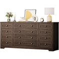 thumbnail image 2 of Commode en Bois à 12 Tiroirs, Commode Moderne et Meuble Télé pour Télé de 65 Pouces, Chambre, Garde-Robe, Salon, Couloir, Brun, 2 of 7