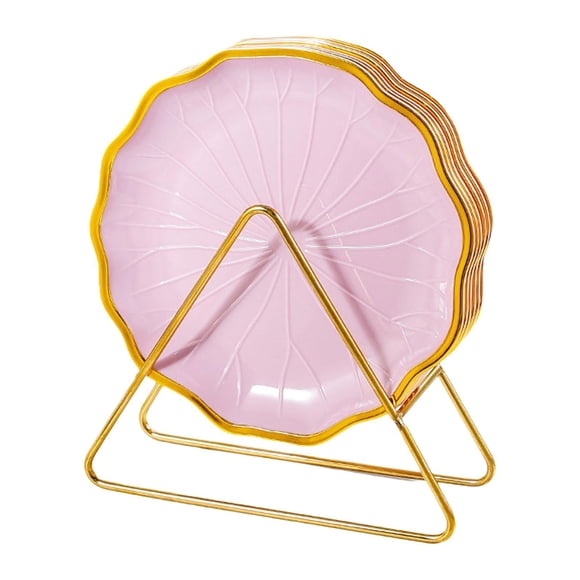 Luzkey 6 Pieces Dishes Set Dinnerware Set Dessert Plate Dinnerware Elegant Dinner Plates Bone Plate for Kitchen Camping Outdoor Home Pink