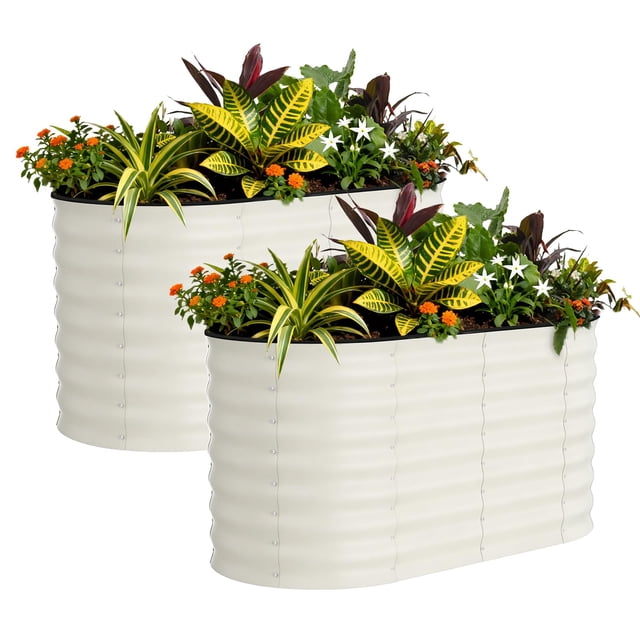 BeesClover 2 Pcs Raised Garden Beds Outdoor, Outdoor Deep Planter Box Kit with Tool-Free Assembly, Easy Assembly Raised Beds, Durable Planters for Outdoor Plants