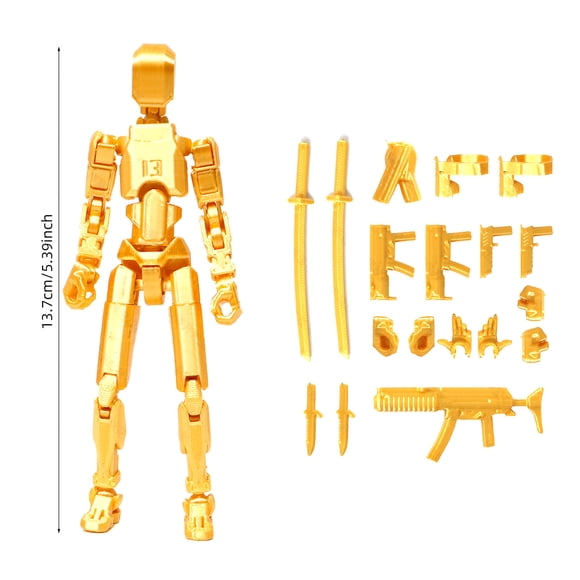 Titan 13 Action Figure, T13 Action Figure Robot, Stikbot Toys with Weapon Accessories, 3D Printed Action Figures Toys, Multi-jointed Movable Stick Bots Articulated Robot Dummy, Bot Figures