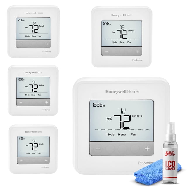 5-Pack Honeywell T4 Pro Series Programmable Thermostat TH4110U2005 + LCD Cleaner