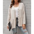 thumbnail image 4 of U.Vomade Women's Long Sleeved Buttoned Classic Hem Pleated Slit Cardigan, 4 of 8