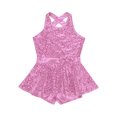 thumbnail image 3 of Hansber Robe de Danse Jazz Latine pour Filles, Sequins, Dos Ouvert, Justaucorps de Ballet, Performance de Scène, Rose 8, 3 of 5