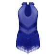 thumbnail image 3 of iefiel Fille Enfant Justaucorps à Franges à Pampilles Latin Rumba Salsa Tango Combinaison de Danse Robe Justaucorps Lyrique Bleu 14, 3 of 6