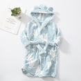 thumbnail image 2 of JIRNDfCA Toddler Boy Hooded Robe Cute Cartton Soft Bathrobe Girls Warm Flannel Night- Kids Robe Children Pajamas Green 2-3 Years, 2 of 3