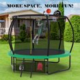 thumbnail image 4 of UIOWIO 10 ft Recreational Trampoline for Kids and Adults Outdoor Trampoline with Basketball Hoop Toddler Backyard Trampoline with Ladder,Enclosure Net,Storage Bag,Green, 4 of 10