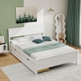 thumbnail image 1 of Gymax Full Size Wooden Bed Frame w/ 2 Storage Drawers & Under-bed Storage White, 1 of 10