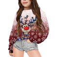 thumbnail image 1 of PMVFHDE Chandail Grande Taille en Liquidation Noël Enfants Mode Mignon Imprimé Col Rond Sans Capuche Manches Longues Chandail Vêtements Filles, Rouge Brique, 7-8 Ans, 1 of 7