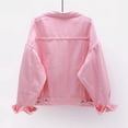 thumbnail image 4 of IROINID Veste Courte en Denim pour Femme Veste Col à Revers Couleur Unie Manches Longues Confortable Manteaux de Printemps et d'Automne Chaude Veste en Denim Manteau, Rose, 4 of 5