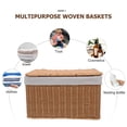 thumbnail image 4 of Woven Basket Bin With Handle And Lid Rectangular Storage Organizer Wicker Nesting Bin And Liner Empty Basket For Organizing Toy Books Kids Baby Closets Room Decor, 4 of 9