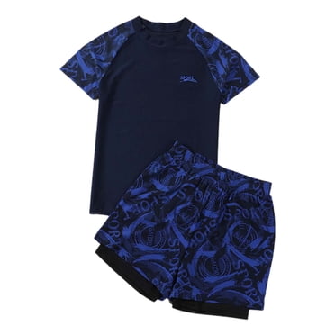 Kids Swimsuit Boy Cartoon Short Sleeve Bathing Suit Baby Boy Bathing Suit 2 PC Boy Swim Set Boys' Swimwear Boys Outfits