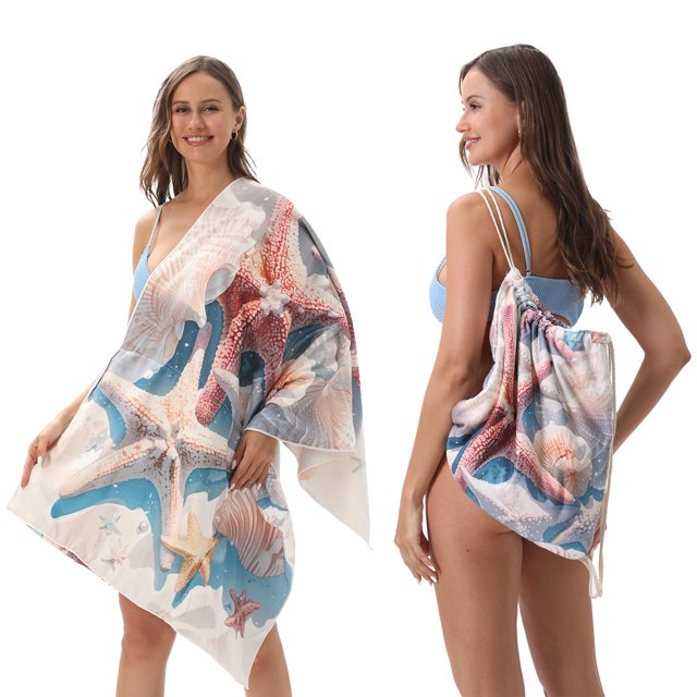Foldable Beach Towel Printed Bath Towel All-in-one Beach Towel All-in-one Bag For Storage