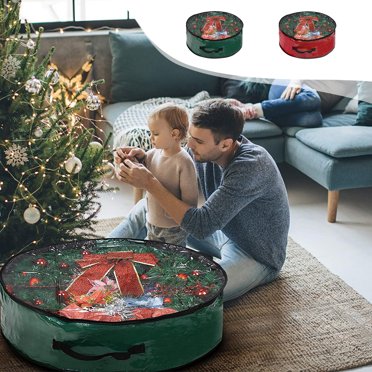 Iumwxz Organisateurs et Rangement Sac de Rangement pour Couronne de Noël - Contenant de Guirlandes pour les Fêtes avec Fenêtre Transparente - Tissu Résistant aux Déchirures Commode Étagère Armoire Plastique Vert jusqu'à 45 % de Rabais