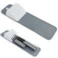 thumbnail image 2 of Knife Drawer Organizer Tray 5-Slot Non-Slip Kitchen Knife Holder with Rubber Mat Compact White Storage Rack, 2 of 7