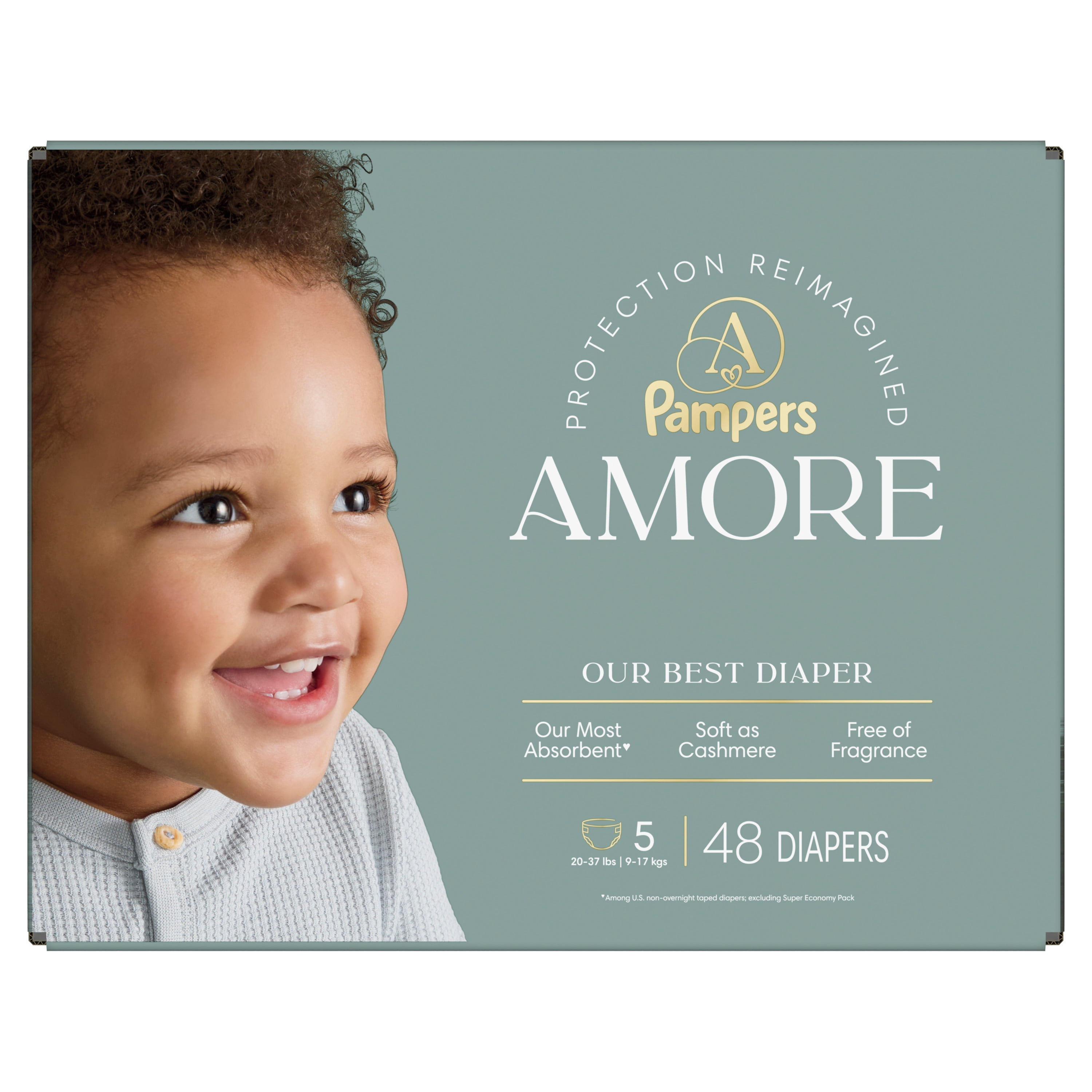 NOUVEAU Pampers AMORE, taille 5 (9 kg à 16,8 kg [20 lb à 37 lb]), notre meilleure couche