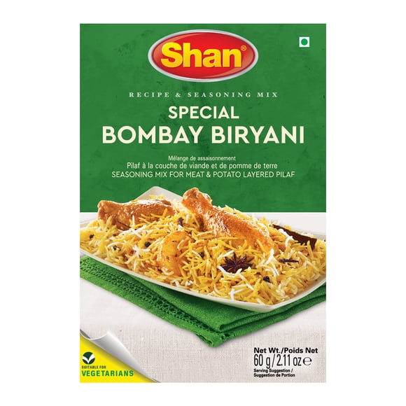 Shan Special Bombay Biryani Masala Mix 60g - Spicy Indian Seasoning for Chicken, Meat & Rice Pilaf |Authentic Indian Biryani Flavor with Natural Spices & No Preservatives